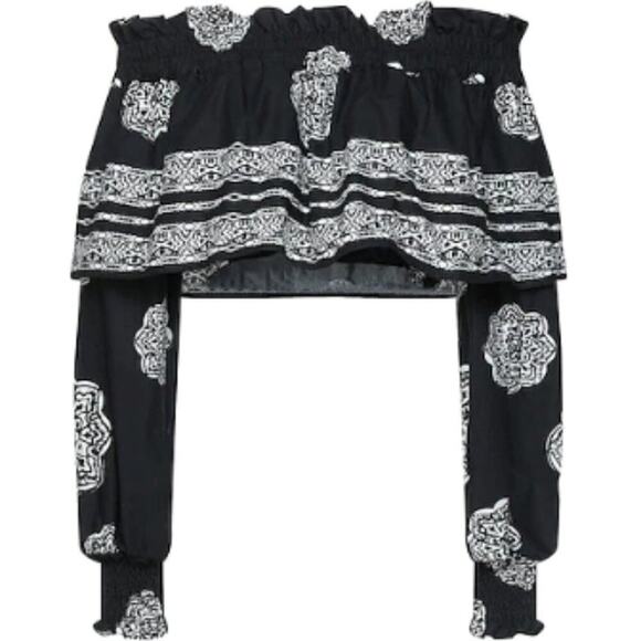 Tensione In long sleeve crop Top Black M - Picture 1 of 8